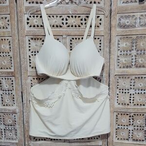 Swim By Cacique Ivory Lace Trim Swim Top 40DD